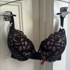 Betsy Johnson Black Lace Push-Up Bra